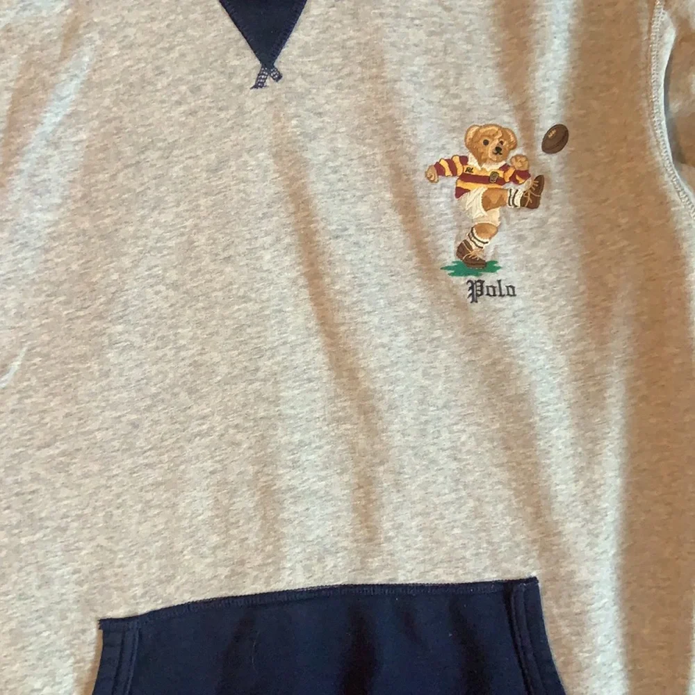 Polo sweatshirt , gray and navy. XL